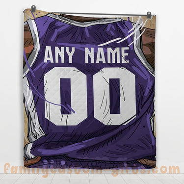 Custom Premium Quilt Blanket Sacramento Jersey Basketball Personalized Quilt Gifts for Her & Him